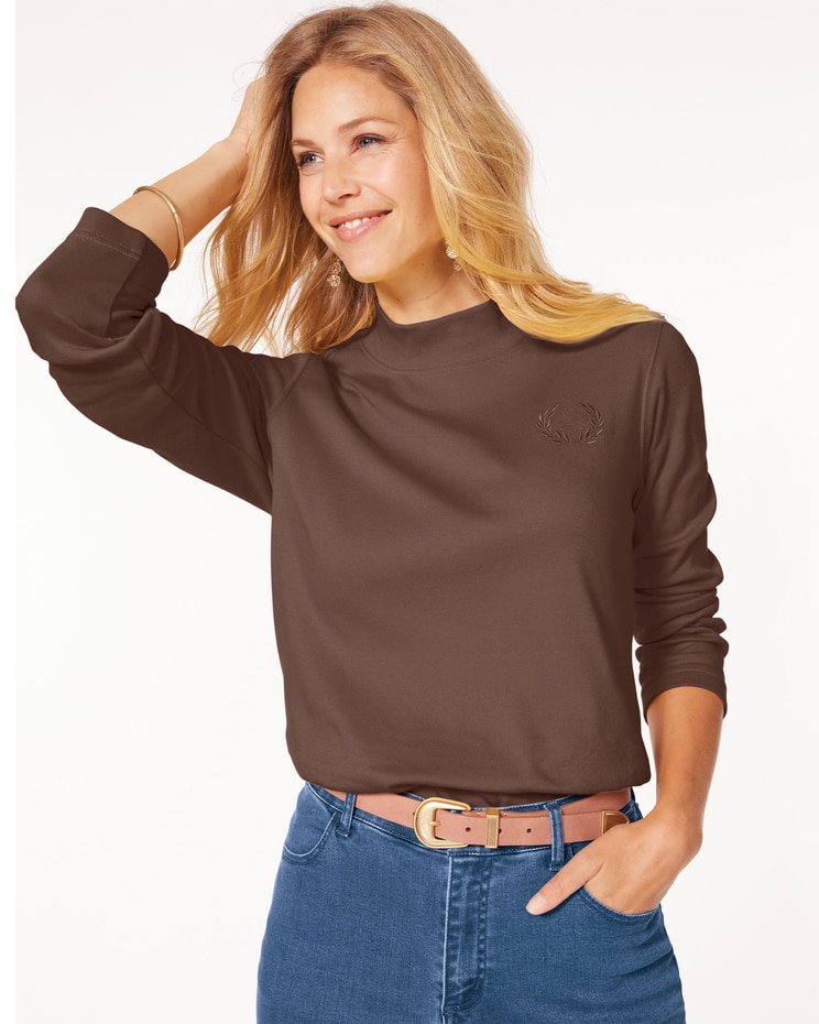 Essential Knit Long Sleeve Mock Top image number 1