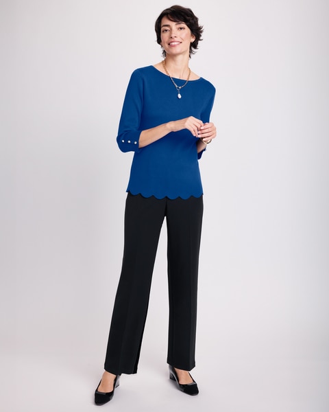 Madison Scalloped-Hem Sweater