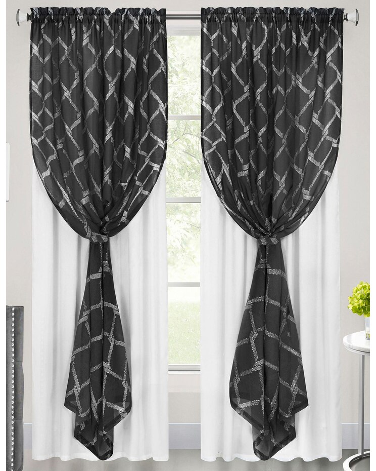 Bombay Double Layered Rod Pocket Window Curtain Panel image number 3
