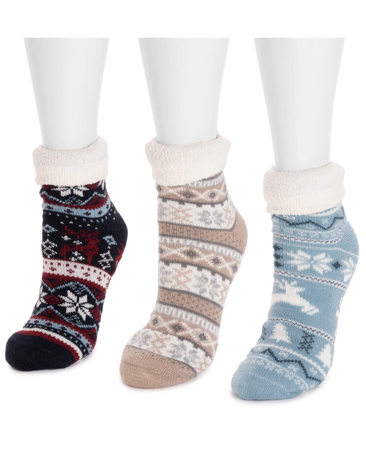 MUK LUKS Women's 3 Pair Pack 2 Layer Ankle Socks image number 2