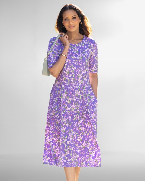 Carefree Knit Scattered Floral Knit Dress