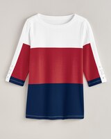 Essential Knit Criss-Cross Colorblock Top thumbnail number 2