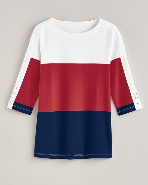 Essential Knit Criss-Cross Colorblock Top