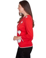 Alfred Dunner® Wild At Heart Stitched Hearts Beaded Neckline Sweater thumbnail number 4