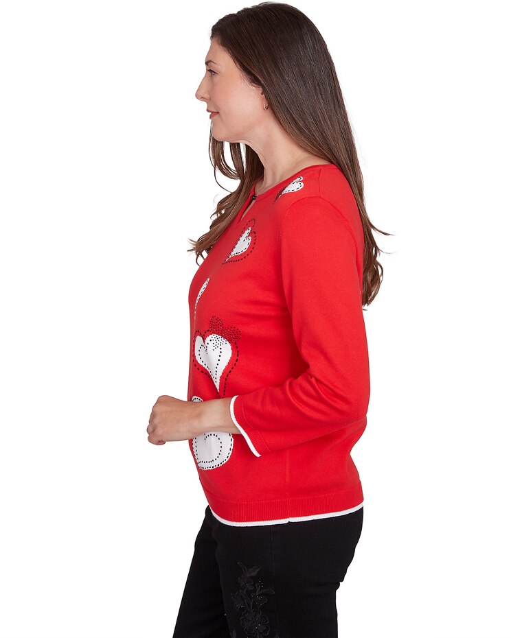 Alfred Dunner® Wild At Heart Stitched Hearts Beaded Neckline Sweater image number 4