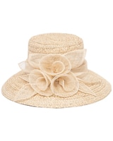 Straw Dress Hat With Triple Floral Band thumbnail number 3