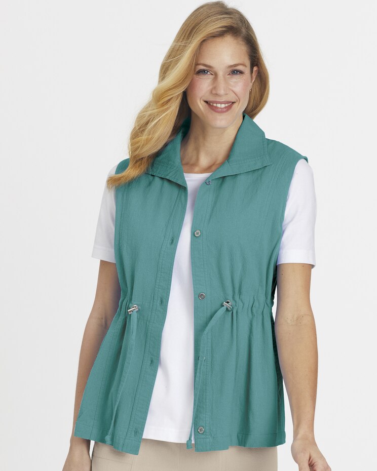 Crinkle Cotton Cargo Vest image number 1