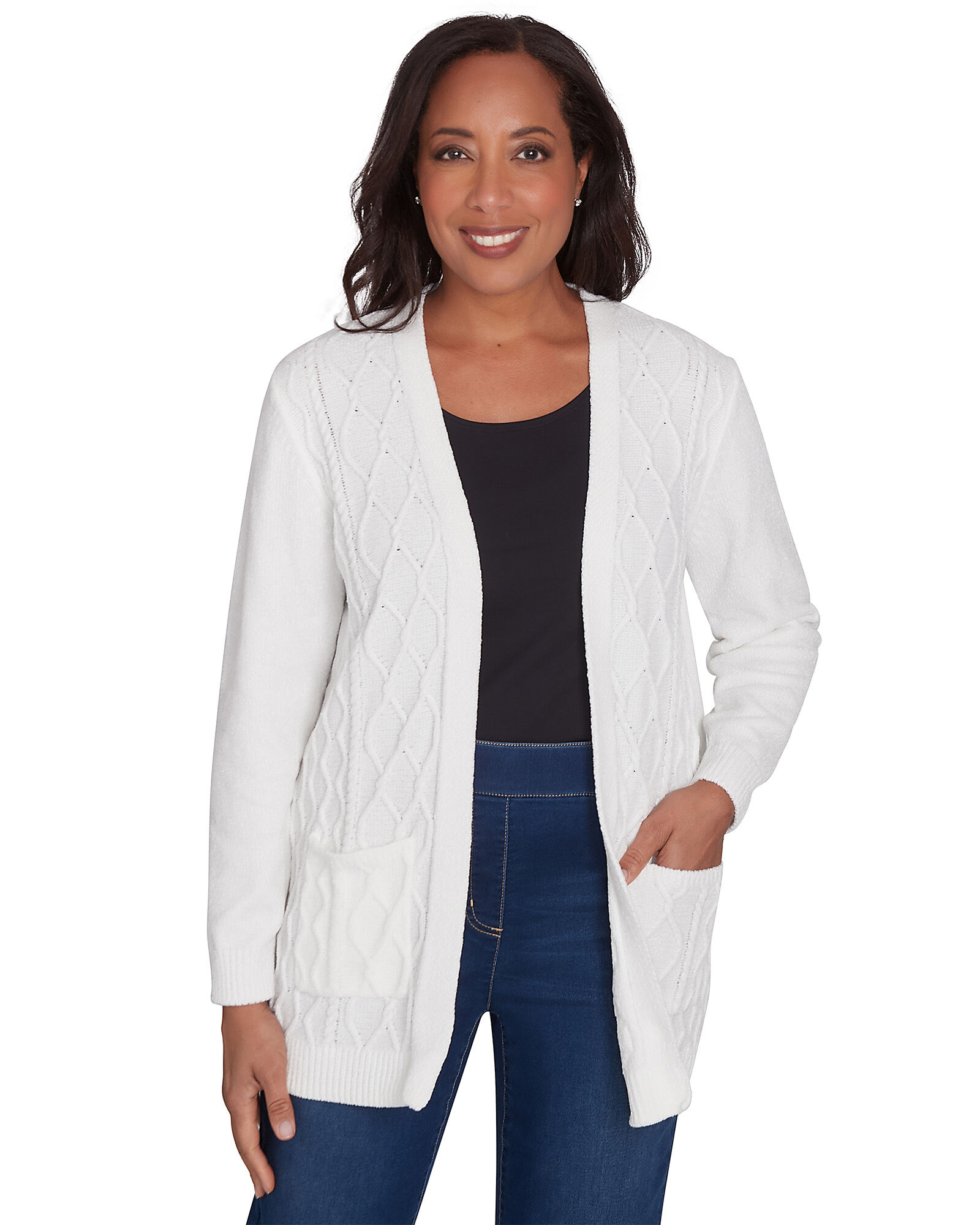 Alfred dunner chenille cardigan sweater discount