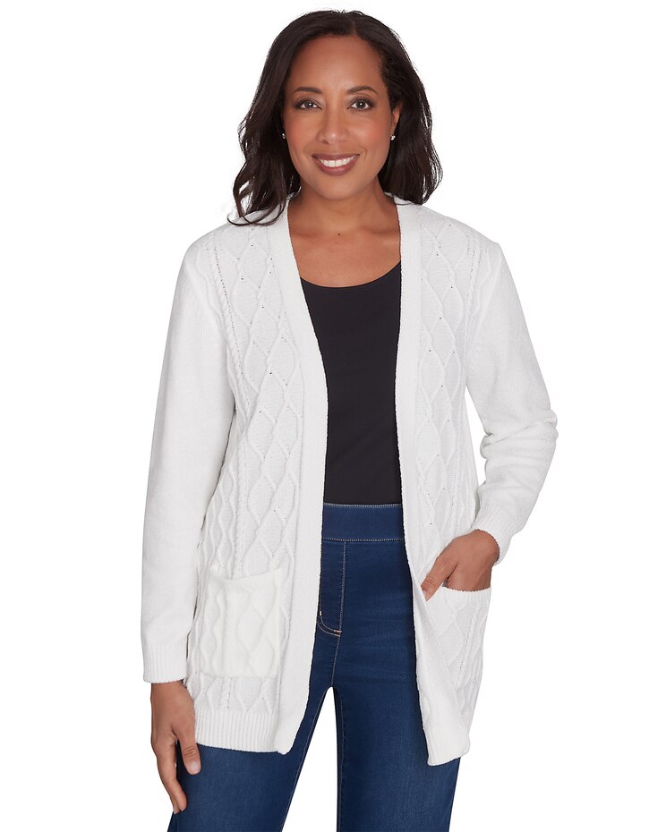 Alfred Dunner® Classics Chenille Cardigan with Pockets image number 1