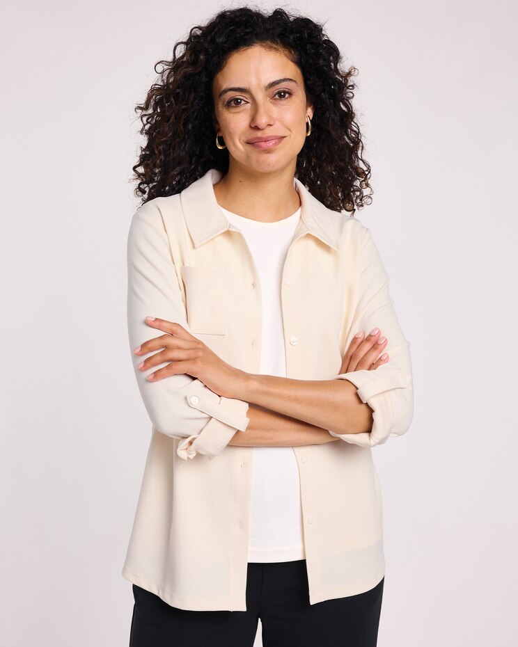 Care Free Stretch Knit Crepe Big Shirt image number 2
