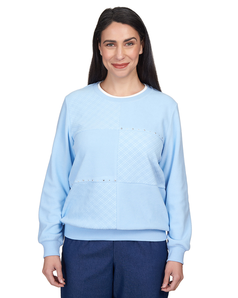 Alfred Dunner® Spliced Quilted Pull On Crew Neck