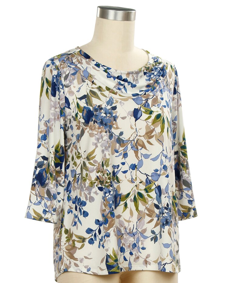 N Touch Deans List 3/4 Sleeve Floral Print Top image number 1