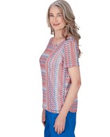 Alfred Dunner® Neptune Beach Textured Stripe Top with Side Ruching thumbnail number 4