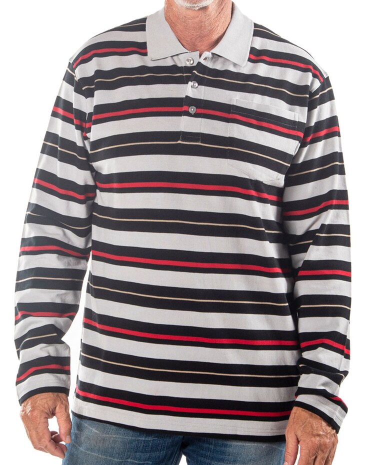 Palmland LS Multi Stripe Pique Polo image number 1