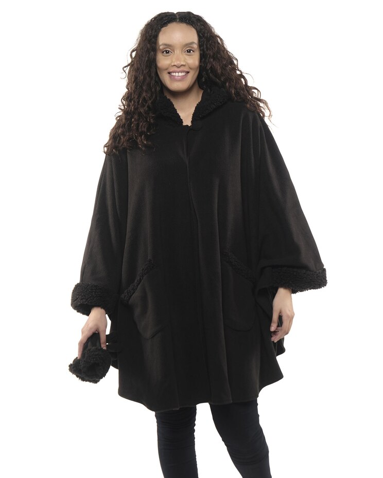 Sherpa Trim Fleece Wrap & Glove Set image number 1