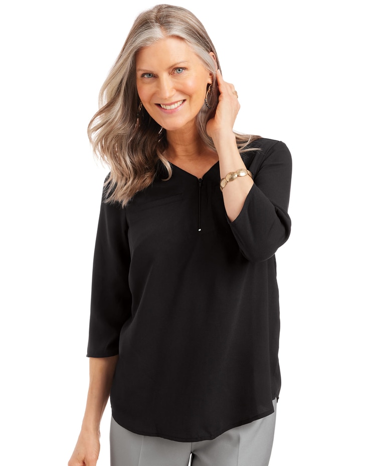 Zip Neck Blouse image number 1