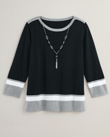 Alfred Dunner® Border Stripe with Necklace Sweater thumbnail number 1