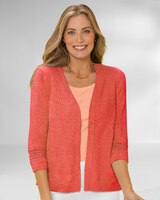Linen/Cotton Crochet-Trim Cardigan thumbnail number 1