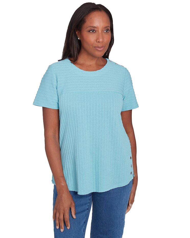 Alfred Dunner® Classics Solid Textured Short Sleeve Tee image number 1