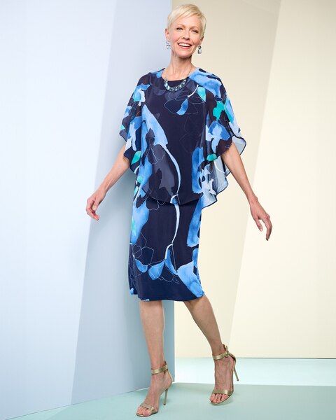 Abstract Floral Overlay Dress