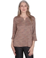 Alfred Dunner® Rue Rivoli Beaded Split Neck Space Dye Top thumbnail number 1