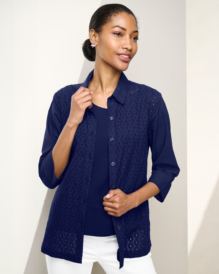 Eyelet Paneled Shirt image number 1