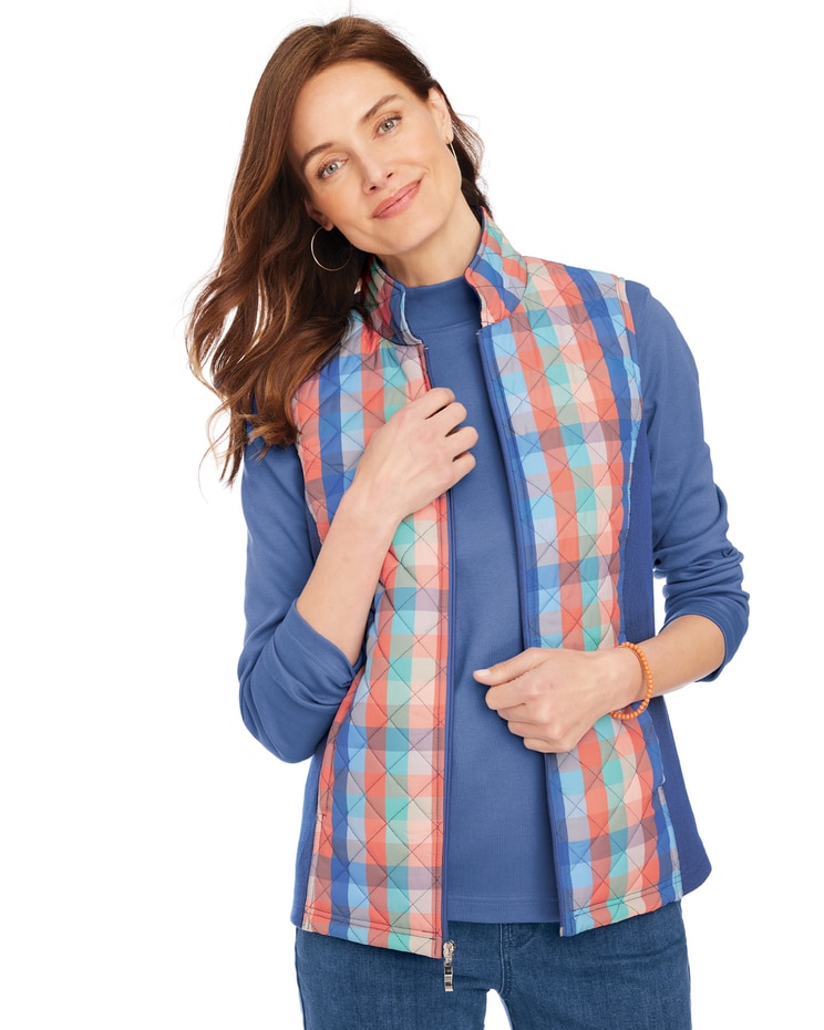 Print Diamond Quilted Vest image number 1