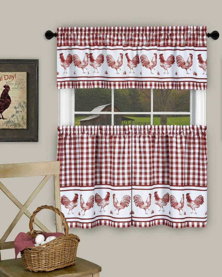 Barnyard Window Curtain Tier Pair and Valance Set image number 1