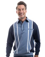 Palmland Long Sleeve Vertical Pieced Banded Bottom Polo thumbnail number 1