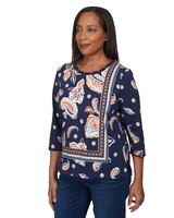 Alfred Dunner® Autumn Weekend Paisley Border Braid Neck Top thumbnail number 3