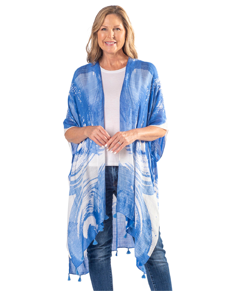 Linda Anderson Women's Kimono - Blue Abstract image number 1
