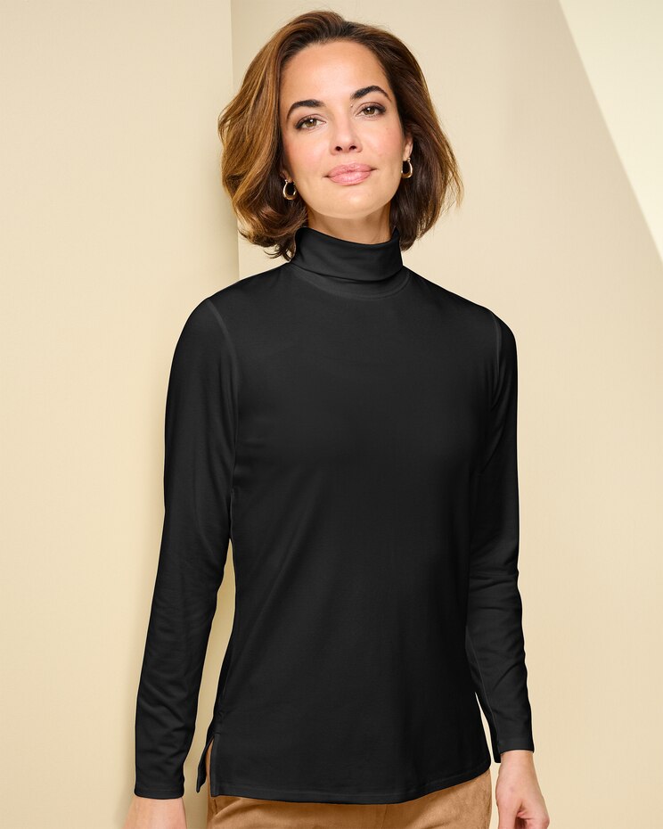 Silky Knit Turtleneck Top image number 1