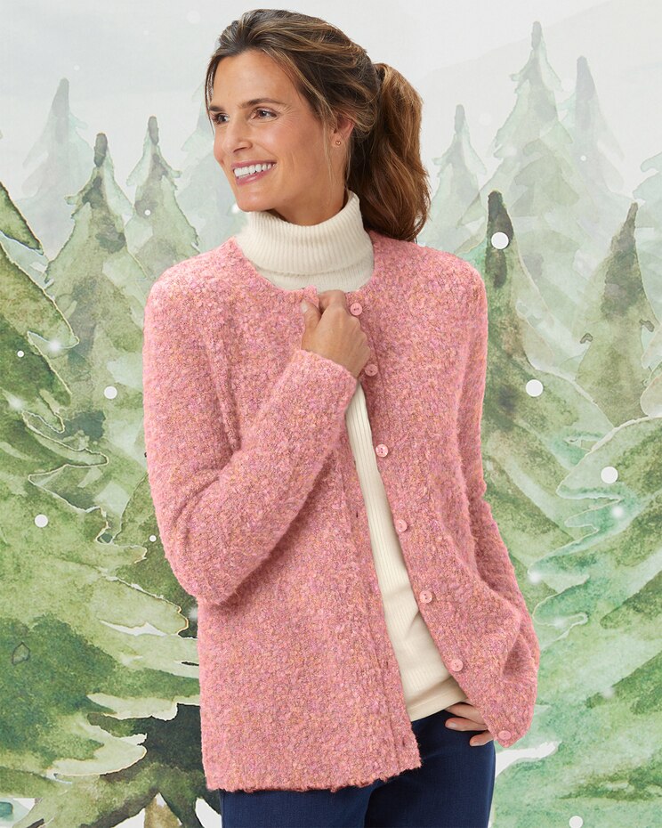 Luxe Bouclè Button-Front Cardigan image number 1
