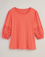Eyelet Textured Slub Knit Top thumbnail number 1