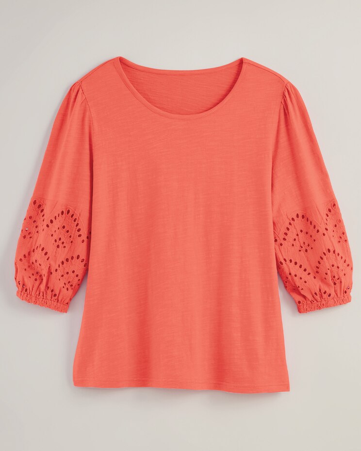Eyelet Textured Slub Knit Top image number 1