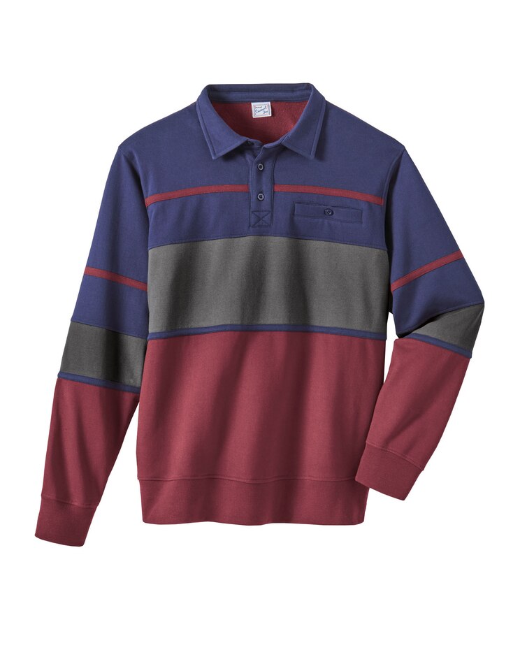 Haband Men’s Casual Joe® Colorblock Fleece Polo image number 1