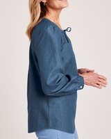 Lightweight Denim Popover Top thumbnail number 3