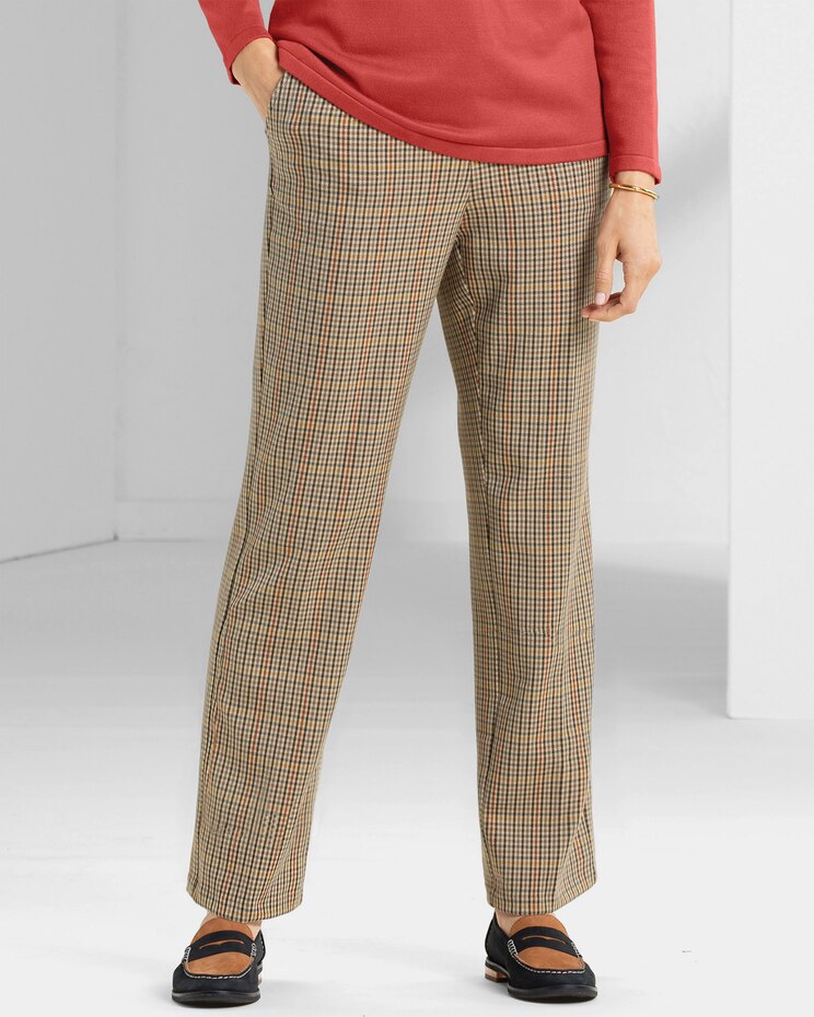 Washable Gabardine Mini Plaid Pants image number 1