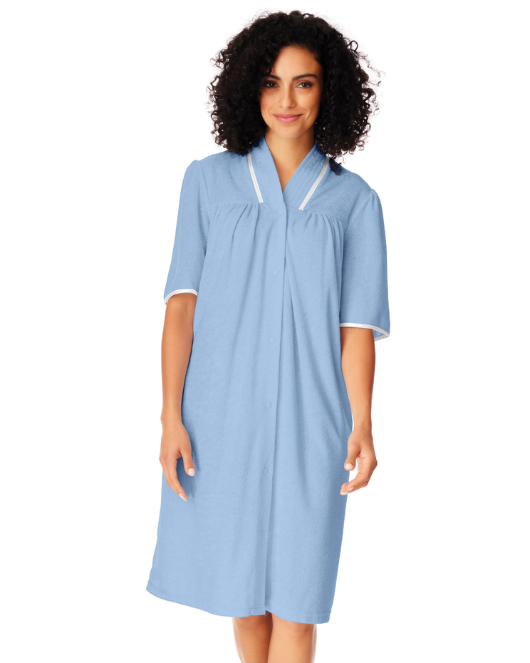 Knee-Length Snap-Front Terry Robe image number 1