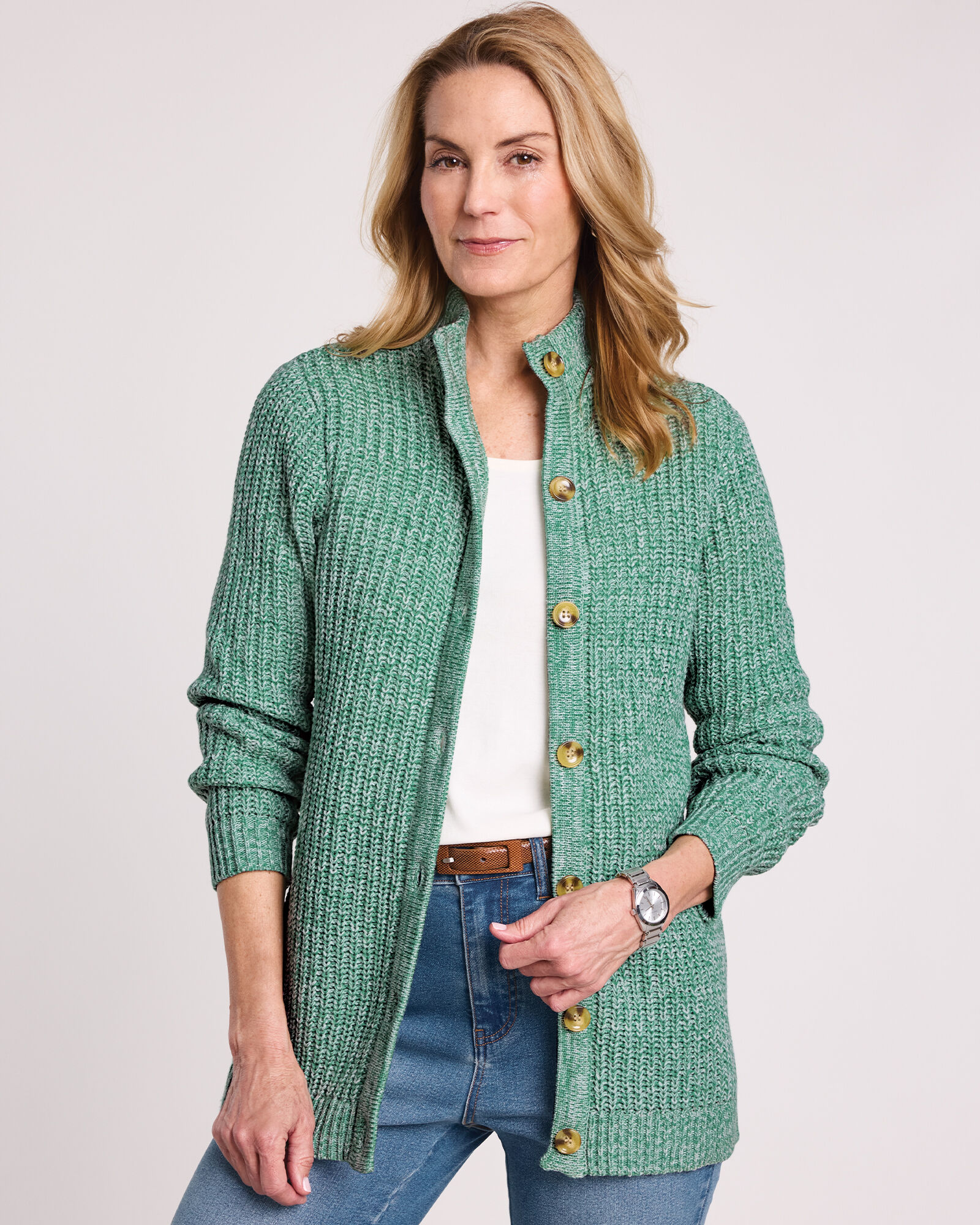 Button Front Shaker Cardigan Blair