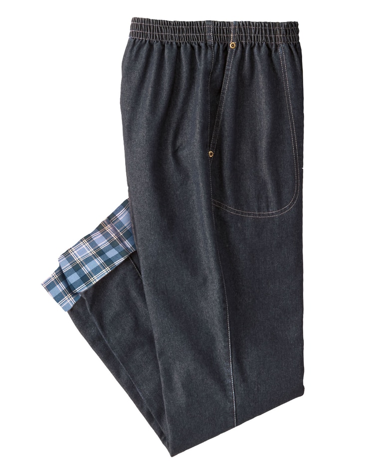 Haband Women’s Flannel Lined Stretch Waist Classic Cotton Jeans image number 1