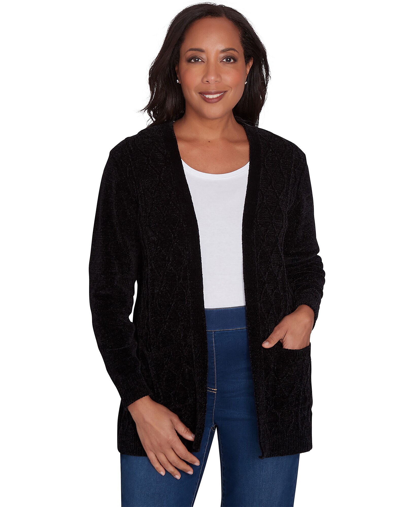 Alfred Dunner Classics Chenille Cardigan with Pockets