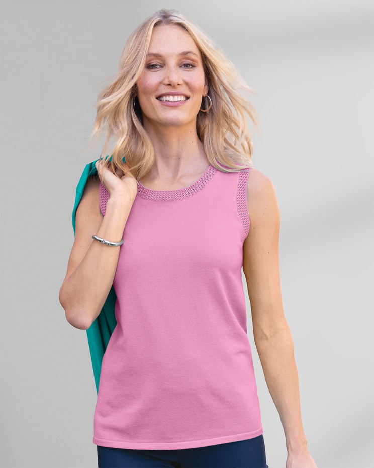 Madison Crochet-Trim Sleeveless Shell image number 1