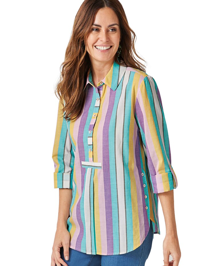 Haband Women’s Button Accent Cotton Tunic image number 1