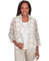 Alfred Dunner® Coming Up Roses Medallion Lace Two In One Top with Necklace thumbnail number 1