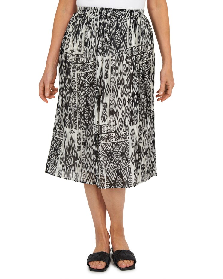 Alfred Dunner® Summer In The City Patchwork Pleated Midi Skirt image number 1