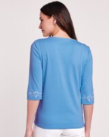 Essential Knit Embroidered V-Notch Top thumbnail number 3