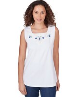 Ruby Rd® Bali Blue Knit Emb Sleeveless Top thumbnail number 1