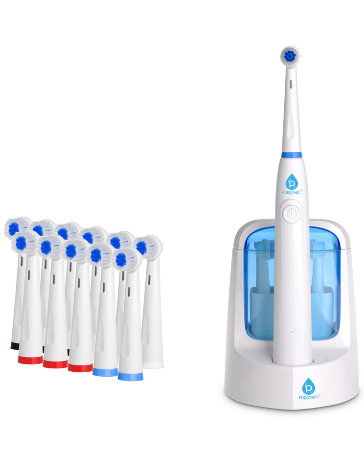 Rotary Rechargeable Toothbrush w/ UV sanitizer + 12 Brush Heads Included image number 1