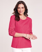 Eyelet Textured Slub Knit Top thumbnail number 1